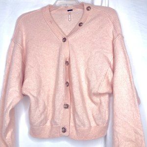 Free People Pink Cashmere Cardigan Button Front Size Small EUC